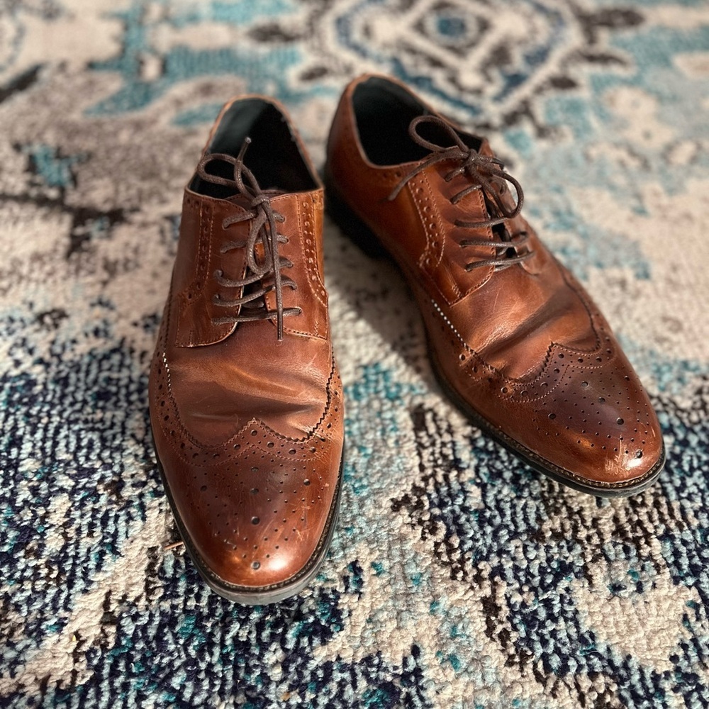 Stacy Adams Mens Brown Leather Oxford Dress Shoes • Size 10 • Preowned